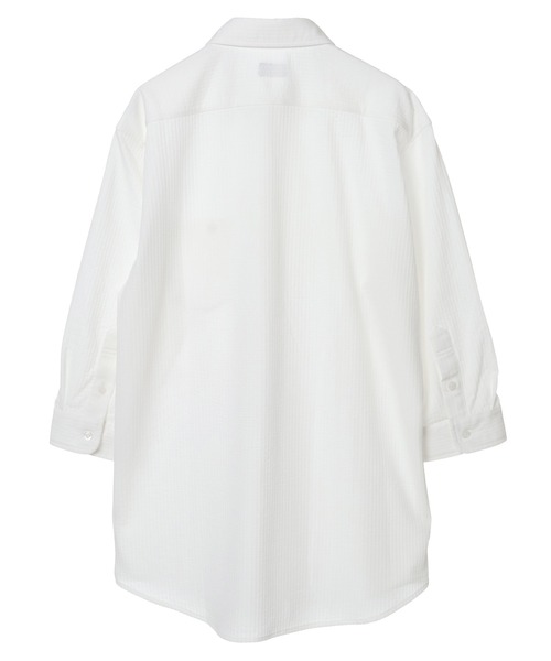 CROWDED CLOSET（クラウデッドクローゼット）の「【HIGH COOL(ハイクール)】ストライプ サッカージャージ７分袖シャツ（ポロシャツ・メンズ・ネイビー/ホワイト/ダークネイビー・01/02/03/04）」の12枚目の写真