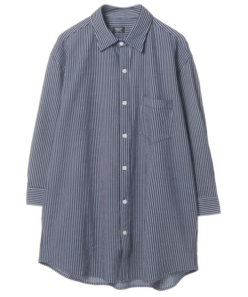 CROWDED CLOSET（クラウデッドクローゼット）の「【HIGH COOL(ハイクール)】ストライプ サッカージャージ７分袖シャツ（ポロシャツ・メンズ・ネイビー/ホワイト/ダークネイビー・01/02/03/04）」の10枚目の写真