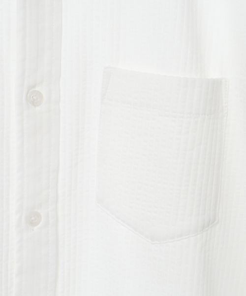 CROWDED CLOSET（クラウデッドクローゼット）の「【HIGH COOL(ハイクール)】ストライプ サッカージャージ７分袖シャツ（ポロシャツ・メンズ・ネイビー/ホワイト/ダークネイビー・01/02/03/04）」の14枚目の写真