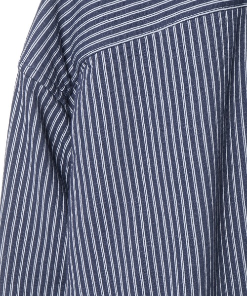 CROWDED CLOSET（クラウデッドクローゼット）の「【HIGH COOL(ハイクール)】ストライプ サッカージャージ７分袖シャツ（ポロシャツ・メンズ・ネイビー/ホワイト/ダークネイビー・01/02/03/04）」の19枚目の写真