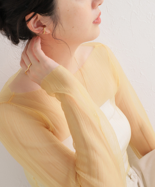 JANE SMITH◆SHEER BOAT NECK トップス/38/ナイロン/イエロー/23SKN-#717L IENA（イエナ）の「【JANE SMITH/ジェーンスミス】SHEER BOAT