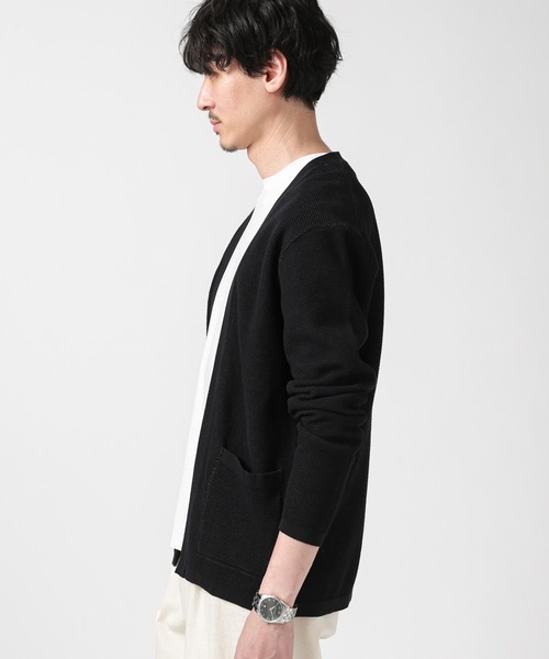 NANO universe（ナノユニバース）の「LB.03/コットンシルケット鹿の子トッパーカーディガン（カーディガン/ボレロ・メンズ・モカ/レッド/ブラック・S/M/L）」の8枚目の写真