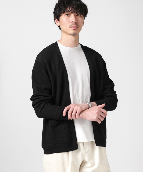 NANO universe（ナノユニバース）の「LB.03/コットンシルケット鹿の子トッパーカーディガン（カーディガン/ボレロ・メンズ・モカ/レッド/ブラック・S/M/L）」の7枚目の写真