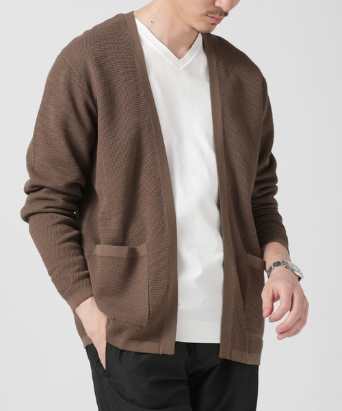 NANO universe（ナノユニバース）の「LB.03/コットンシルケット鹿の子トッパーカーディガン（カーディガン/ボレロ・メンズ・モカ/レッド/ブラック・S/M/L）」の21枚目の写真