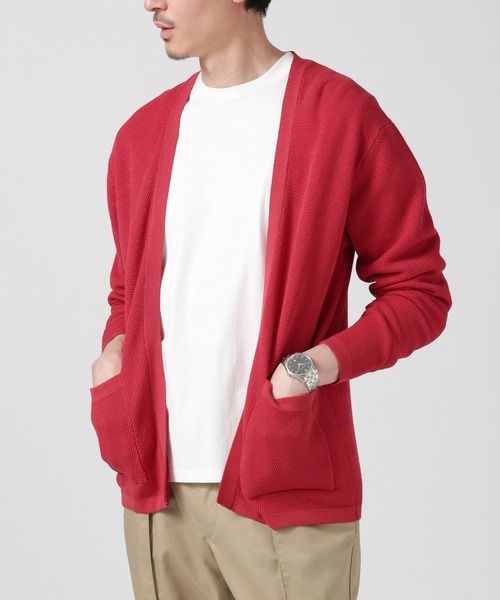 NANO universe（ナノユニバース）の「LB.03/コットンシルケット鹿の子トッパーカーディガン（カーディガン/ボレロ・メンズ・モカ/レッド/ブラック・S/M/L）」の18枚目の写真