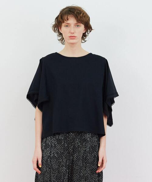 FRAPBOIS（フラボア）の「スクエアースリーブ カットソー（Tシャツ/カットソー・レディース・ブラック/ホワイト・1）」の2枚目の写真