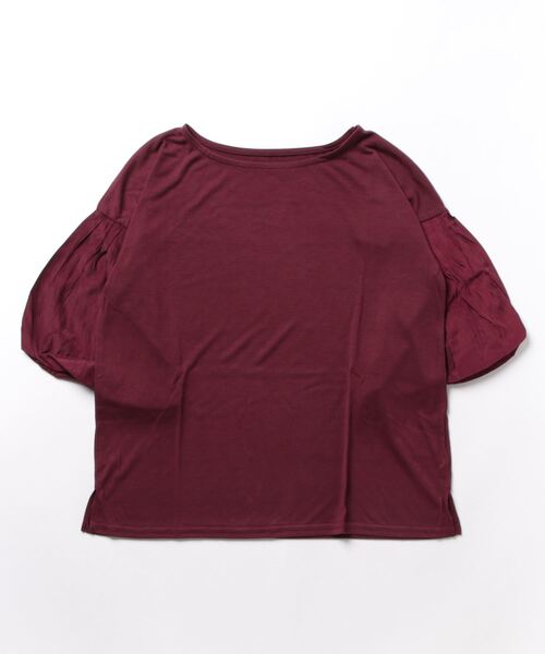 REAL CUBE(リアルキューブ)の「サテンバルーンスリーブカットソー(Tシャツ/カットソー・レディース・ワインレッド/グリーン/ブラック・M)」の1枚目の写真