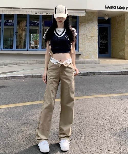 セール】ウエストベルト 折り返し デザインパンツ（その他パンツ