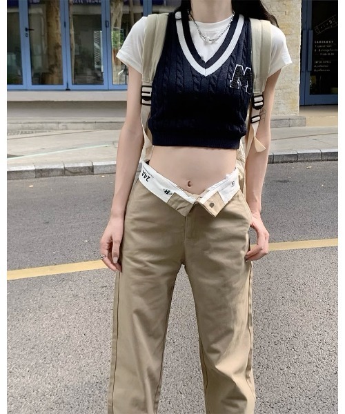 Ada.（エイダ）の「ウエストベルト 折り返し デザインパンツ（その他パンツ・レディース・ベージュ/ダークネイビー・L/M）」の6枚目の写真