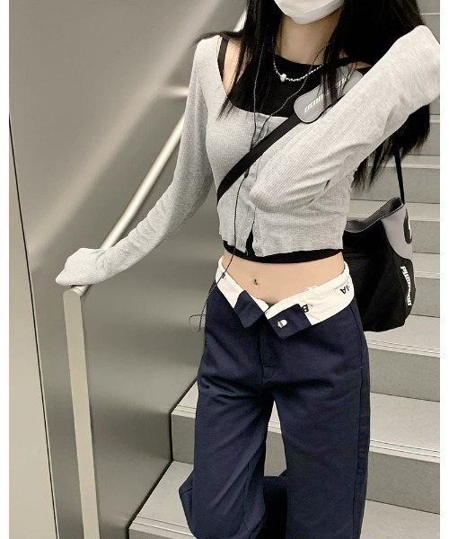 Ada.（エイダ）の「ウエストベルト 折り返し デザインパンツ（その他パンツ・レディース・ベージュ/ダークネイビー・L/M）」の9枚目の写真