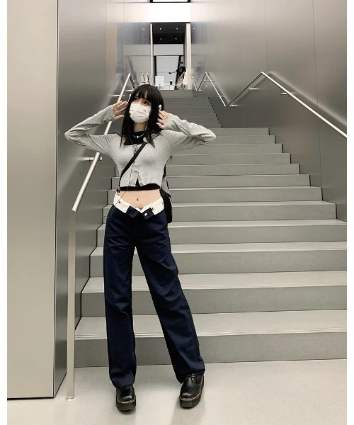 Ada.（エイダ）の「ウエストベルト 折り返し デザインパンツ（その他パンツ・レディース・ベージュ/ダークネイビー・L/M）」の10枚目の写真