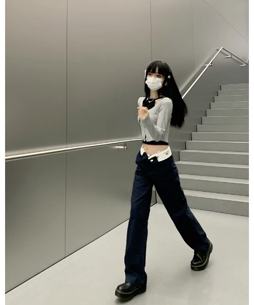 Ada.（エイダ）の「ウエストベルト 折り返し デザインパンツ（その他パンツ・レディース・ベージュ/ダークネイビー・L/M）」の12枚目の写真