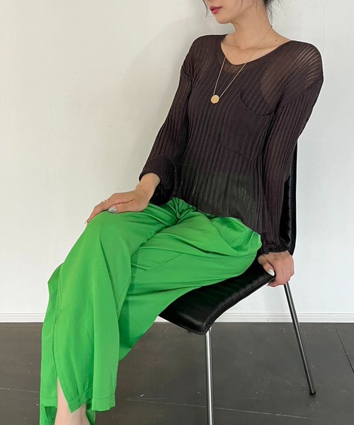 Jewelobe（ジュエローブ）の「グロシービビッドリラックスパンツ（その他パンツ・レディース・ブラック/ブルー/グリーン/パープル/マスタード・FREE）」の9枚目の写真