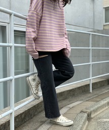 mi via loca | 裾フリンジ　カットアウトワイドデニムパンツ(デニムパンツ)