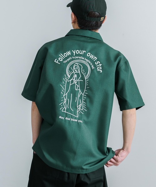 Rocky Monroe(ロッキーモンロー)の「オーバーサイズ マリアルード レギュラーカラー半袖シャツ(シャツ/ブラウス・メンズ・ブラック/ダークグリーン/グレー・M/L/XL)」の3枚目の写真