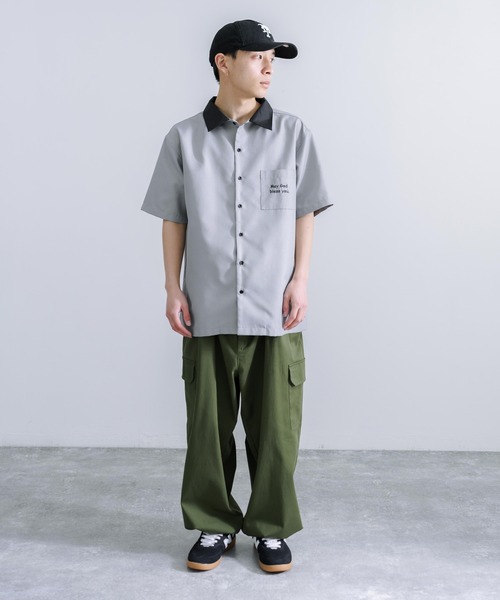 Rocky Monroe(ロッキーモンロー)の「オーバーサイズ マリアルード レギュラーカラー半袖シャツ(シャツ/ブラウス・メンズ・ブラック/ダークグリーン/グレー・M/L/XL)」の15枚目の写真