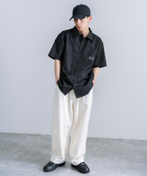 Rocky Monroe(ロッキーモンロー)の「オーバーサイズ マリアルード レギュラーカラー半袖シャツ(シャツ/ブラウス・メンズ・ブラック/ダークグリーン/グレー・M/L/XL)」の12枚目の写真