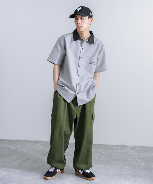 Rocky Monroe(ロッキーモンロー)の「オーバーサイズ マリアルード レギュラーカラー半袖シャツ(シャツ/ブラウス・メンズ・ブラック/ダークグリーン/グレー・M/L/XL)」の16枚目の写真