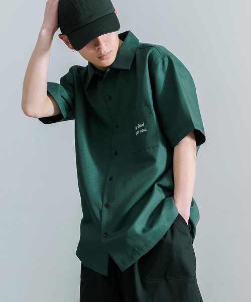 Rocky Monroe(ロッキーモンロー)の「オーバーサイズ マリアルード レギュラーカラー半袖シャツ(シャツ/ブラウス・メンズ・ブラック/ダークグリーン/グレー・M/L/XL)」の5枚目の写真