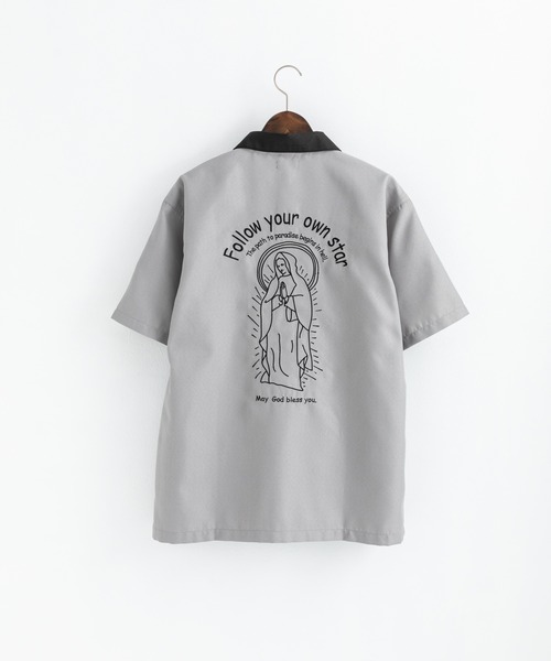Rocky Monroe(ロッキーモンロー)の「オーバーサイズ マリアルード レギュラーカラー半袖シャツ(シャツ/ブラウス・メンズ・ブラック/ダークグリーン/グレー・M/L/XL)」の17枚目の写真