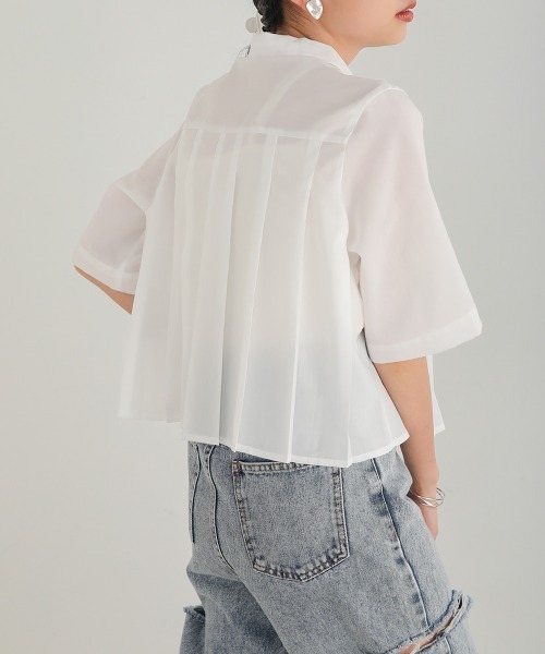 Bab(バブ)の「プリーツシャツブラウス(シャツ/ブラウス・レディース・サックスブルー/オフホワイト/グレイッシュベージュ・M)」の8枚目の写真