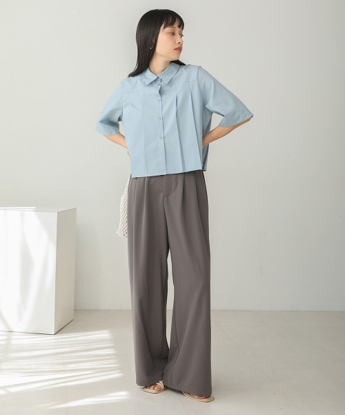 Bab(バブ)の「プリーツシャツブラウス(シャツ/ブラウス・レディース・サックスブルー/オフホワイト/グレイッシュベージュ・M)」の13枚目の写真