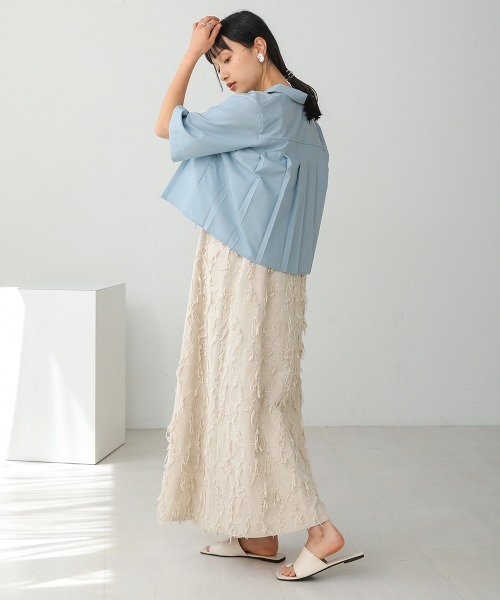 Bab(バブ)の「プリーツシャツブラウス(シャツ/ブラウス・レディース・サックスブルー/オフホワイト/グレイッシュベージュ・M)」の20枚目の写真