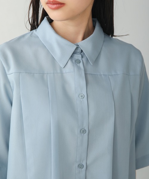 Bab(バブ)の「プリーツシャツブラウス(シャツ/ブラウス・レディース・サックスブルー/オフホワイト/グレイッシュベージュ・M)」の21枚目の写真