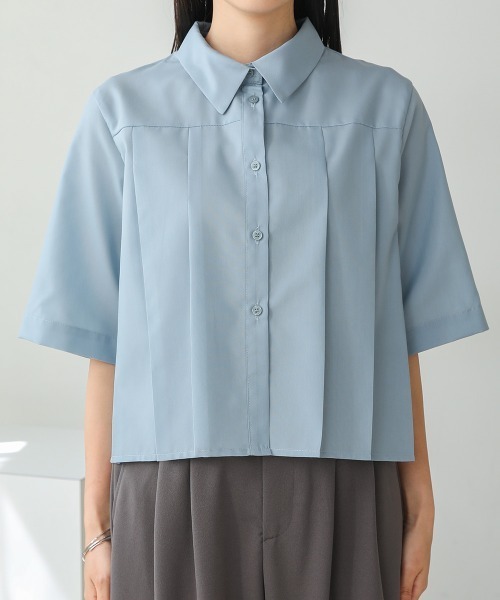 Bab(バブ)の「プリーツシャツブラウス(シャツ/ブラウス・レディース・サックスブルー/オフホワイト/グレイッシュベージュ・M)」の22枚目の写真