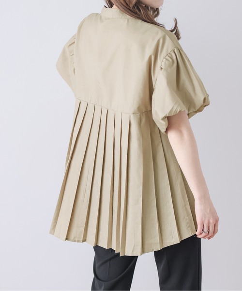 La-gemme(ラジェム)の「パフ袖プリーツ切替バンドカラーシャツ(シャツ/ブラウス・レディース・ベージュ/ピンク/ホワイト/ブラック・フリー)」の8枚目の写真