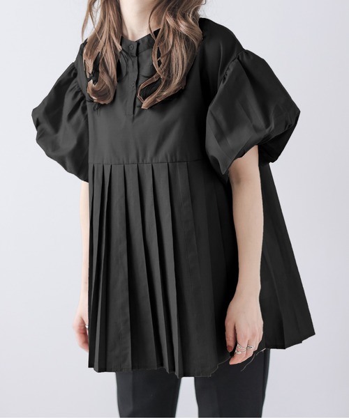 La-gemme(ラジェム)の「パフ袖プリーツ切替バンドカラーシャツ(シャツ/ブラウス・レディース・ベージュ/ピンク/ホワイト/ブラック・フリー)」の22枚目の写真