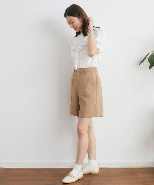 RETRO GIRL（レトロガール）の「ダブルフリル襟ボウタイBL（シャツ/ブラウス・レディース・ブルー/オフホワイト/ピンク・FREE）」の5枚目の写真