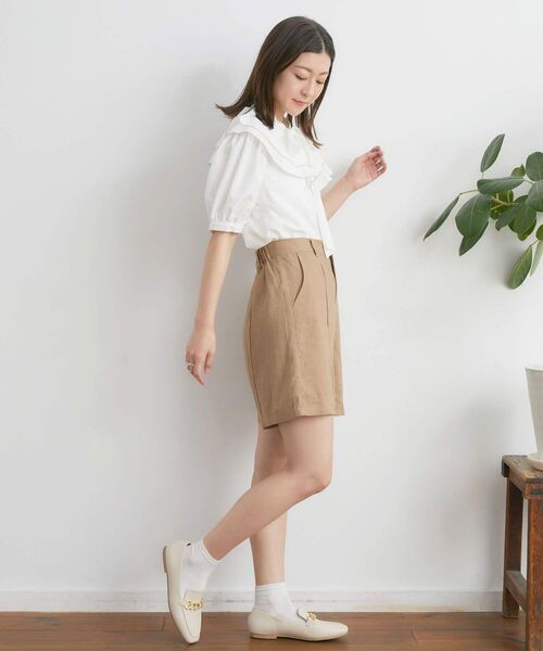 RETRO GIRL（レトロガール）の「ダブルフリル襟ボウタイBL（シャツ/ブラウス・レディース・ブルー/オフホワイト/ピンク・FREE）」の6枚目の写真