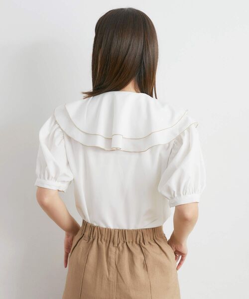 RETRO GIRL（レトロガール）の「ダブルフリル襟ボウタイBL（シャツ/ブラウス・レディース・ブルー/オフホワイト/ピンク・FREE）」の10枚目の写真