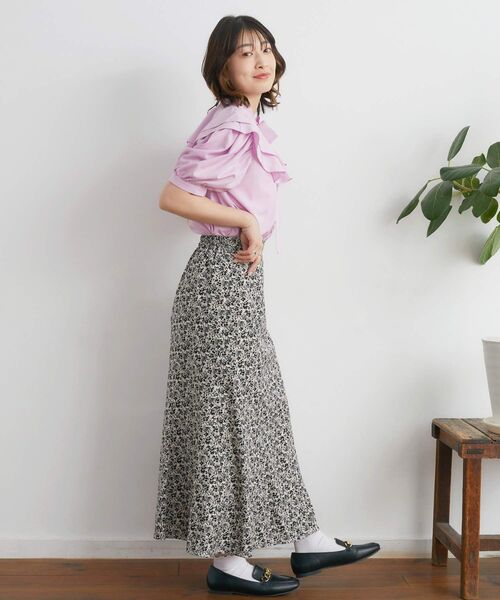 RETRO GIRL（レトロガール）の「ダブルフリル襟ボウタイBL（シャツ/ブラウス・レディース・ブルー/オフホワイト/ピンク・FREE）」の13枚目の写真