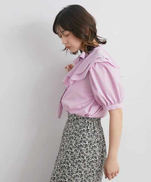 RETRO GIRL（レトロガール）の「ダブルフリル襟ボウタイBL（シャツ/ブラウス・レディース・ブルー/オフホワイト/ピンク・FREE）」の16枚目の写真