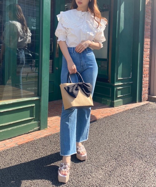 one after another NICE CLAUP（ワンアフターアナザーナイスクラップ）の「半袖ブラウス（シャツ/ブラウス・レディース・ネイビー・FREE）」の7枚目の写真