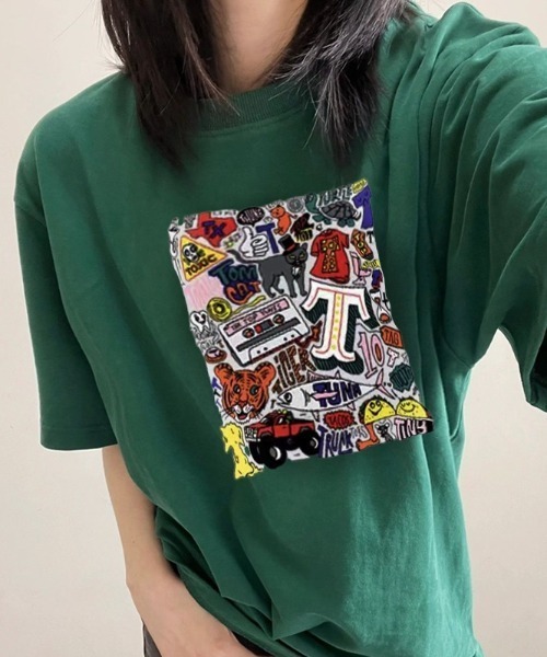 SHEENA（シーナ）の「グラフィックロゴBIGＴシャツ（Tシャツ/カットソー・レディース・ブラック/ホワイト/グリーン/オレンジ・M）」の3枚目の写真