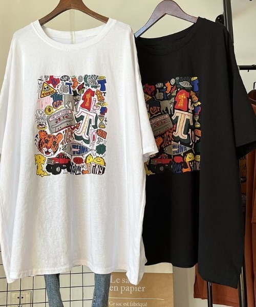 SHEENA（シーナ）の「グラフィックロゴBIGＴシャツ（Tシャツ/カットソー・レディース・ブラック/ホワイト/グリーン/オレンジ・M）」の8枚目の写真