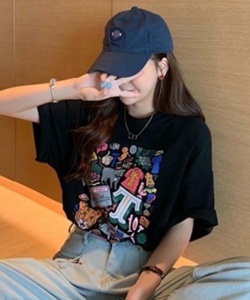 SHEENA（シーナ）の「グラフィックロゴBIGＴシャツ（Tシャツ/カットソー・レディース・ブラック/ホワイト/グリーン/オレンジ・M）」の9枚目の写真