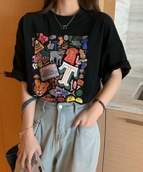 SHEENA（シーナ）の「グラフィックロゴBIGＴシャツ（Tシャツ/カットソー・レディース・ブラック/ホワイト/グリーン/オレンジ・M）」の6枚目の写真