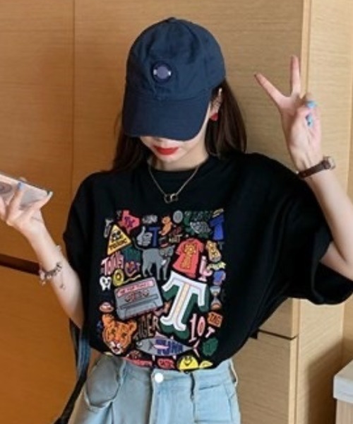 SHEENA（シーナ）の「グラフィックロゴBIGＴシャツ（Tシャツ/カットソー・レディース・ブラック/ホワイト/グリーン/オレンジ・M）」の10枚目の写真