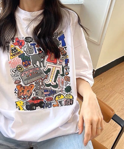 SHEENA（シーナ）の「グラフィックロゴBIGＴシャツ（Tシャツ/カットソー・レディース・ブラック/ホワイト/グリーン/オレンジ・M）」の22枚目の写真