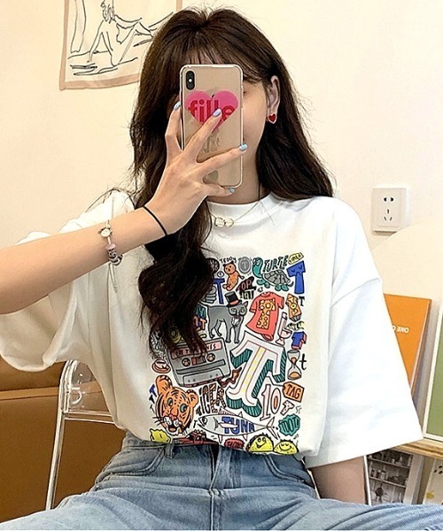 SHEENA（シーナ）の「グラフィックロゴBIGＴシャツ（Tシャツ/カットソー・レディース・ブラック/ホワイト/グリーン/オレンジ・M）」の20枚目の写真