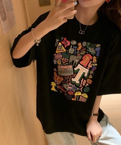 SHEENA（シーナ）の「グラフィックロゴBIGＴシャツ（Tシャツ/カットソー・レディース・ブラック/ホワイト/グリーン/オレンジ・M）」の17枚目の写真