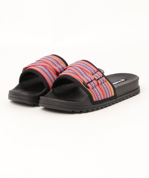 チャイハネ（チャイハネ）の「【チャイハネ】クロステープサンダル（サンダル・レディース・ブラック×グリーン/キャメル・M/L）」の2枚目の写真