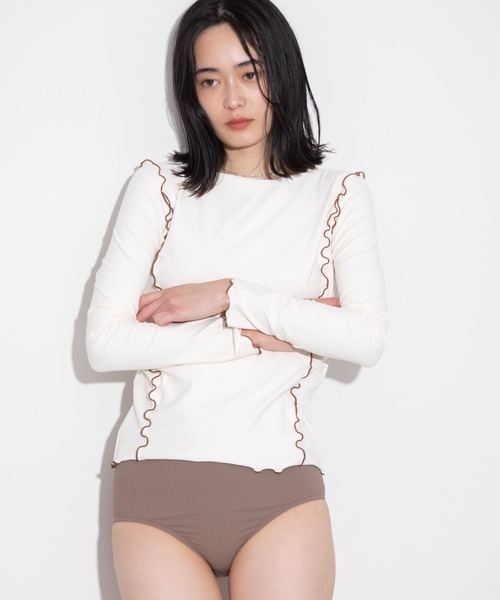 超美品♡ナゴンスタンスベンドスリーブスイムラッシュガード¥19800 nagonstans（ナゴンスタンス）の「nagonstans リブボーダー