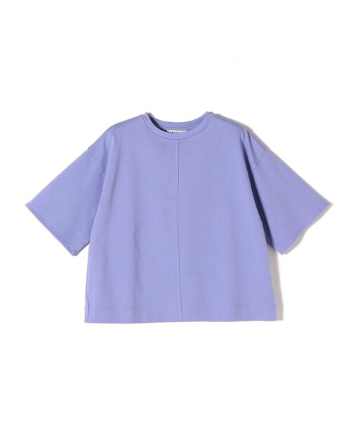 SHIPS Days(シップスデイズ)の「SHIPS Days:コットン プレーティング クロップド プルオーバー(Tシャツ/カットソー・レディース・オフホワイト/ブラック/パープル・ONE SIZE)」の2枚目の写真