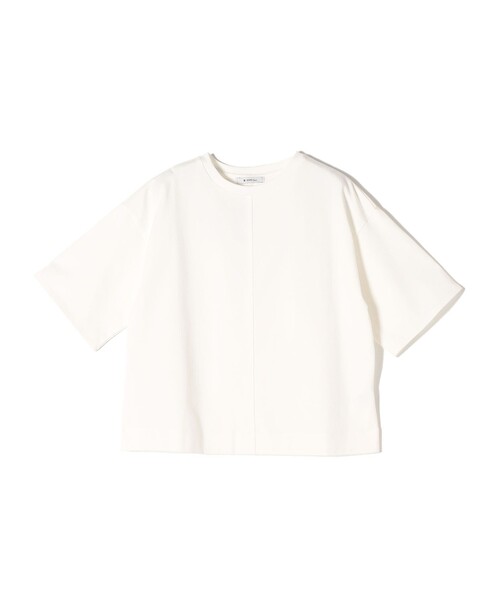 SHIPS Days(シップスデイズ)の「SHIPS Days:コットン プレーティング クロップド プルオーバー(Tシャツ/カットソー・レディース・オフホワイト/ブラック/パープル・ONE SIZE)」の3枚目の写真