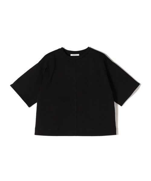 SHIPS Days(シップスデイズ)の「SHIPS Days:コットン プレーティング クロップド プルオーバー(Tシャツ/カットソー・レディース・オフホワイト/ブラック/パープル・ONE SIZE)」の1枚目の写真